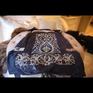 Rozae Nichols Metal Mesh/silk/cotton top.